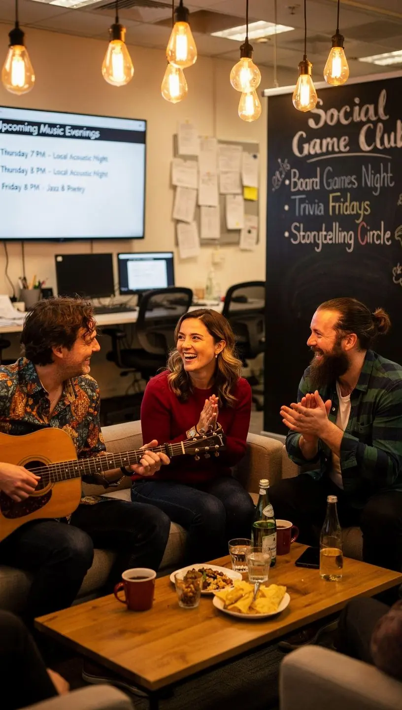 Vibrant mixed-genre music night in city event space